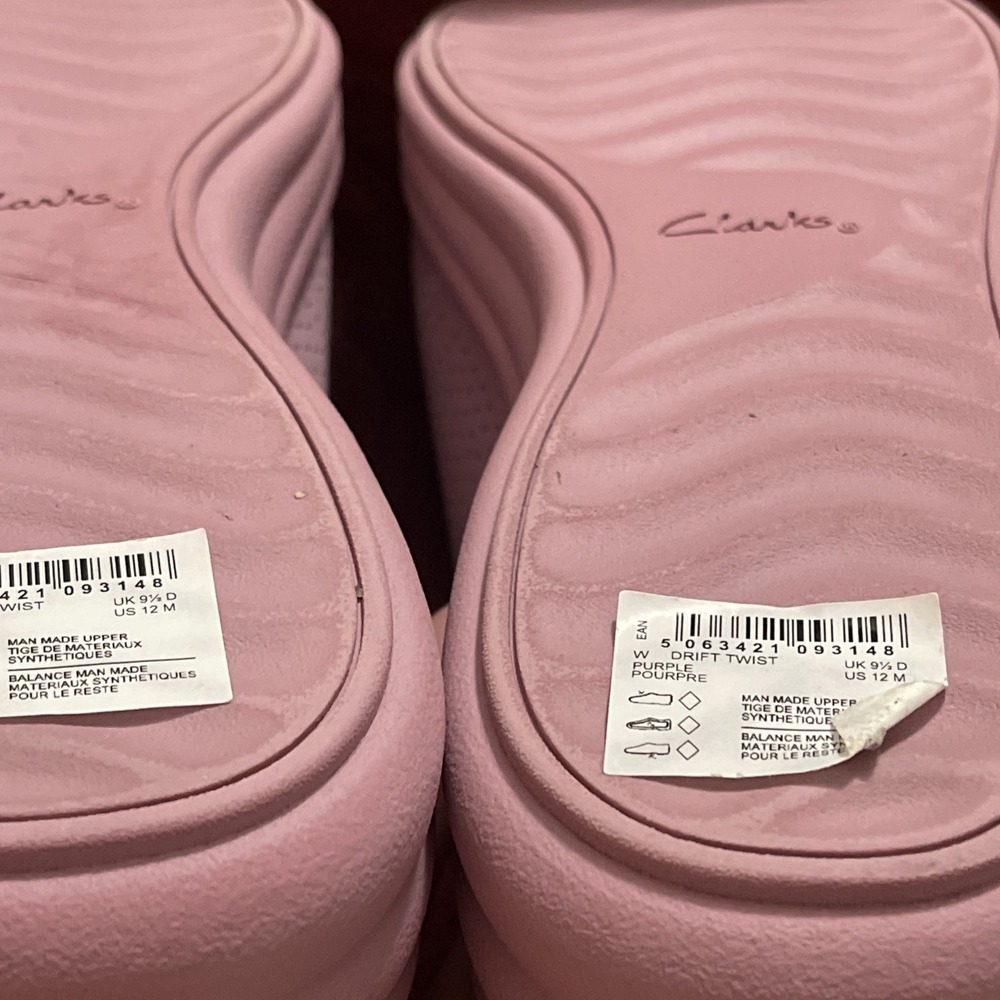 Clarks Womens 12 M Drift Twist Purple‎ Synthetic Casual Slides Sandals Shoes - Picture 14 of 14